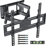 Supporto per TV per parete per schermi da 32"-70" piani e curvi, supporto per TV girevole e inclinabile, doppio braccio completamente movibile, regge fino a 45 kg, VESA 400x400mm, con cavo HDMI, livello spirituale, 5 adesivi magnetici