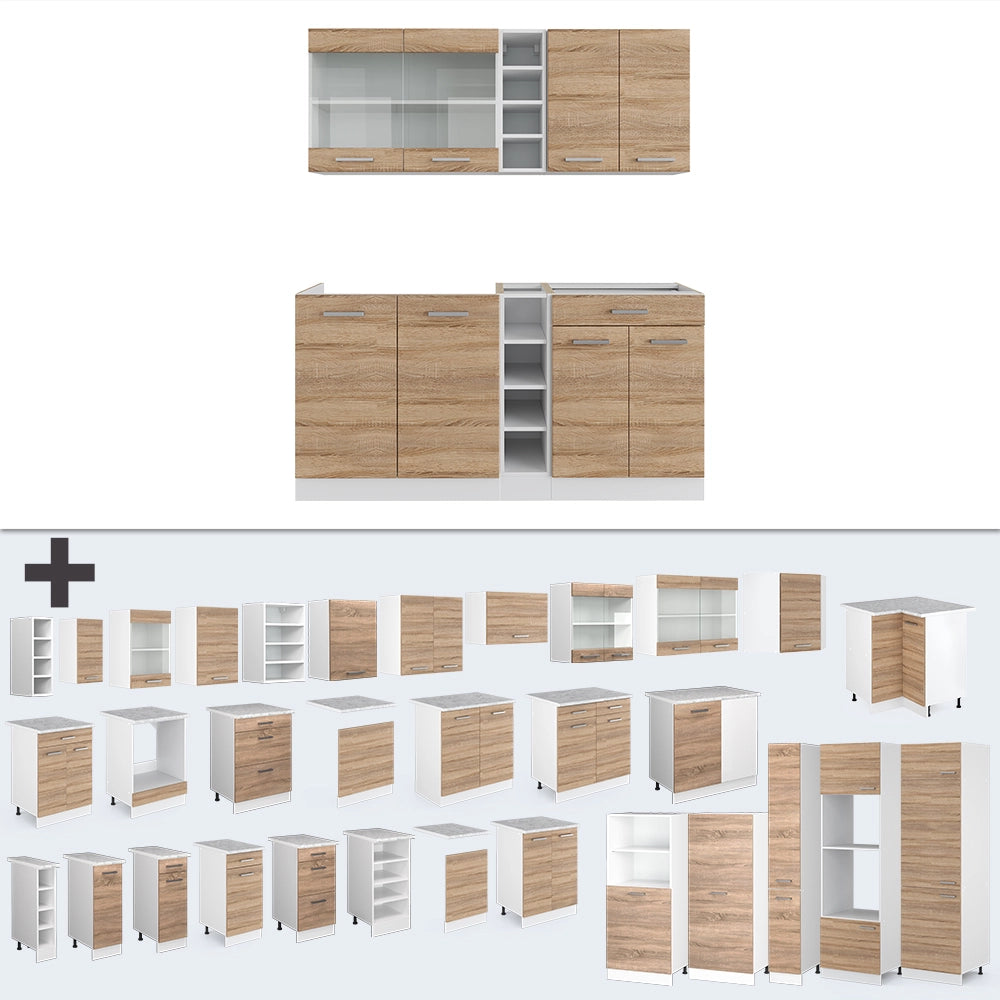Vicco Cucina completa Sonoma/Bianco 160 cm , PL Antracite