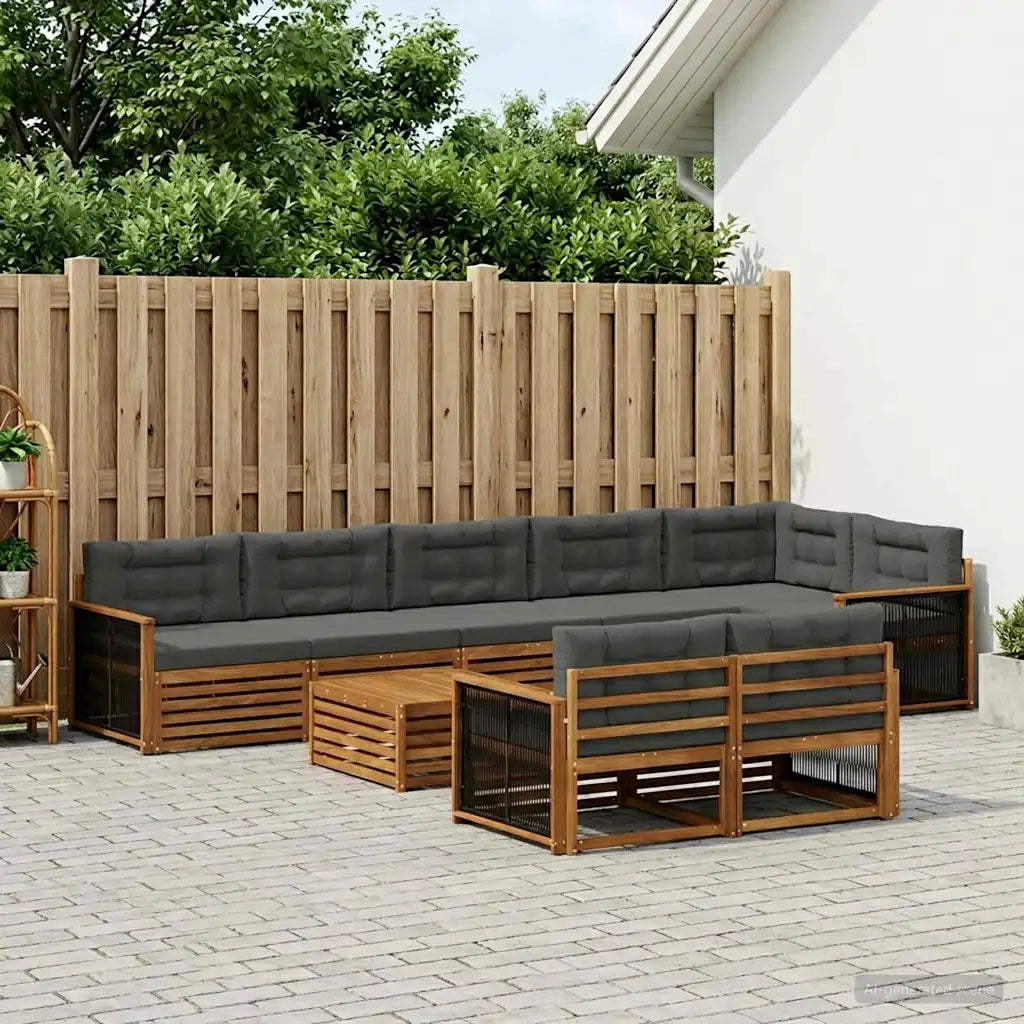 Set di divani da esterno con cuscino 9 pcs