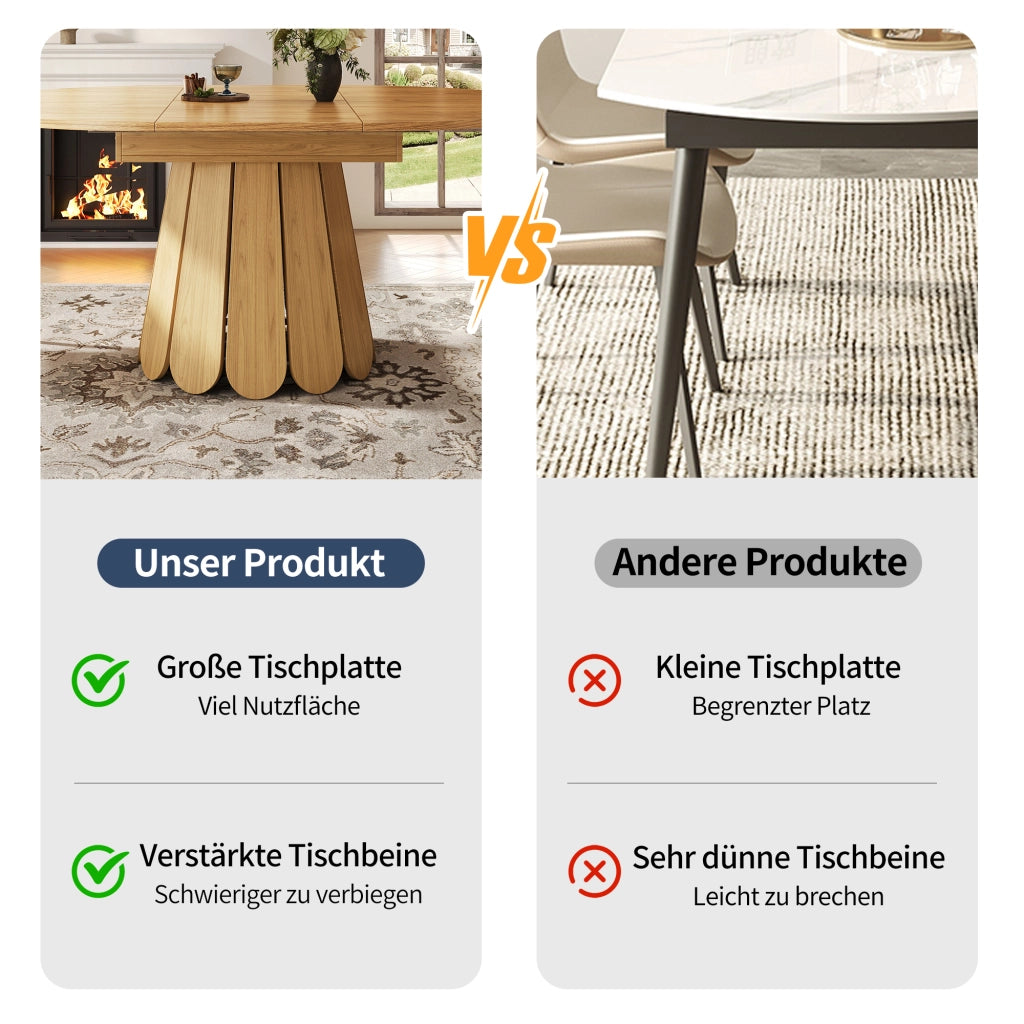 TAVOLO da pranzo allungabile rotondo 118-158 cm MDF colore legno naturale