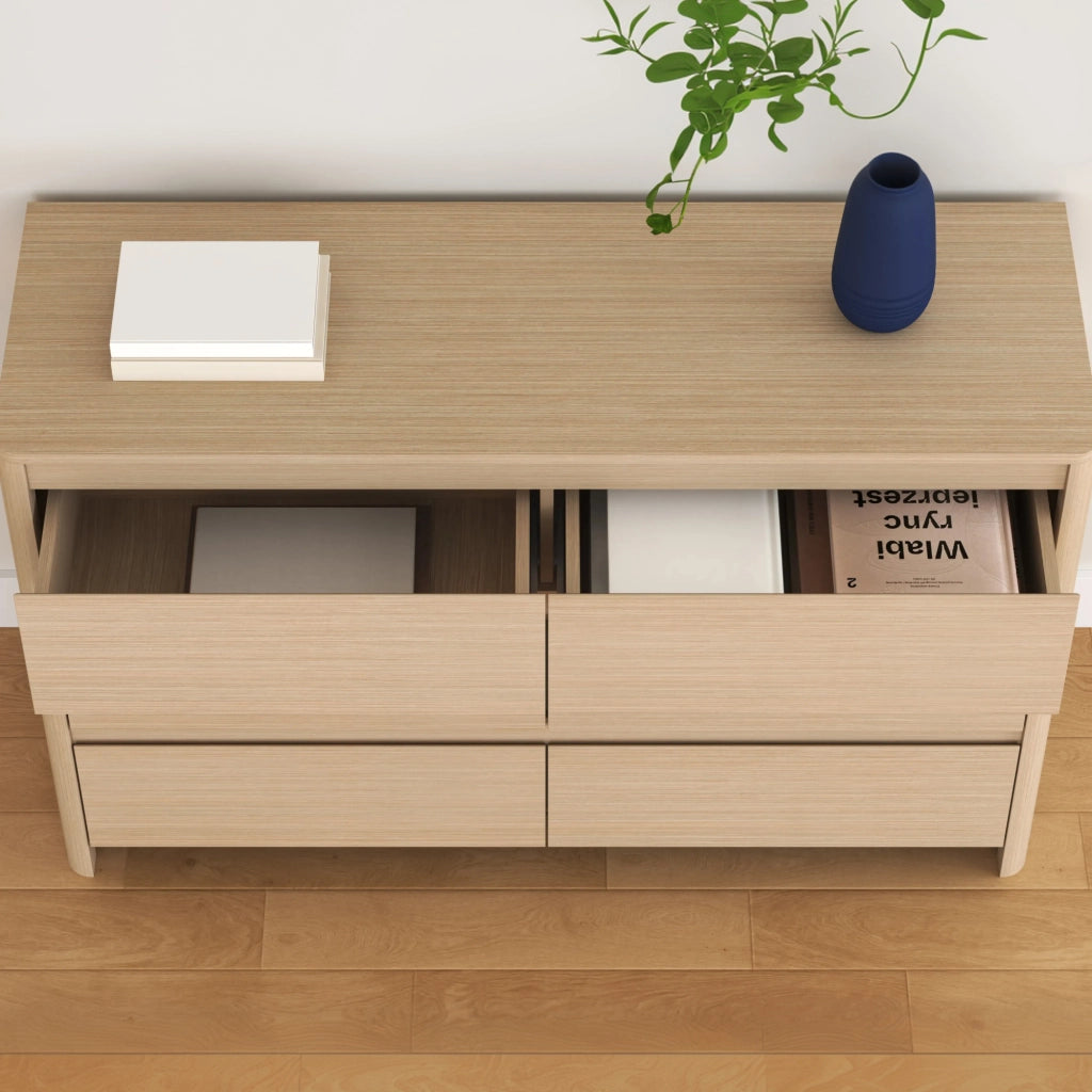 Cassettiera Takranmaa Comò con 6 Cassetti 120 x 39 x 77 cm - Effetto Rovere [en.casa]