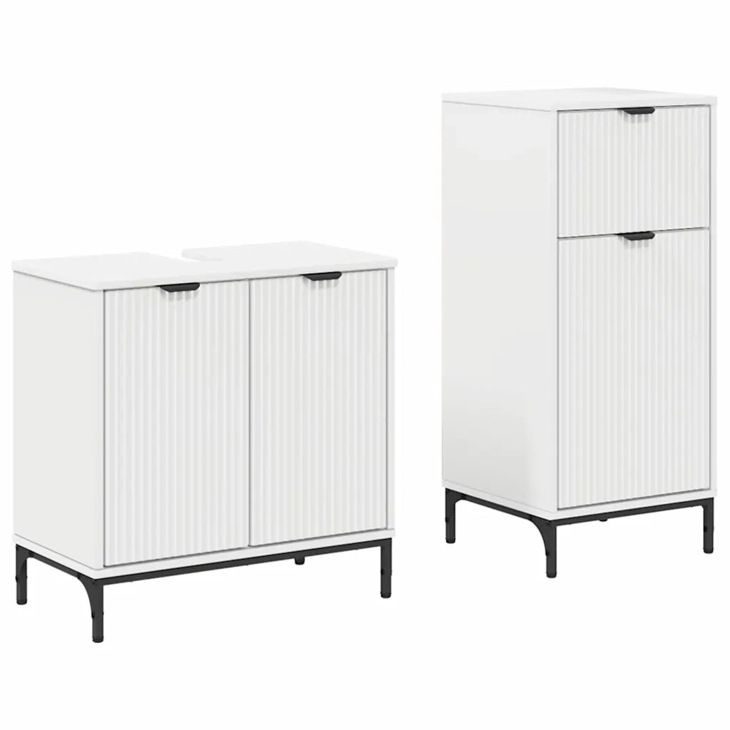 Set di mobili per il bagno con cassetto con porta 2 pcs Bianco