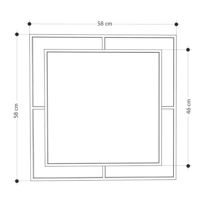 Specchio quadrato 58x58 cm Corner con doppia cornice in metallo nero