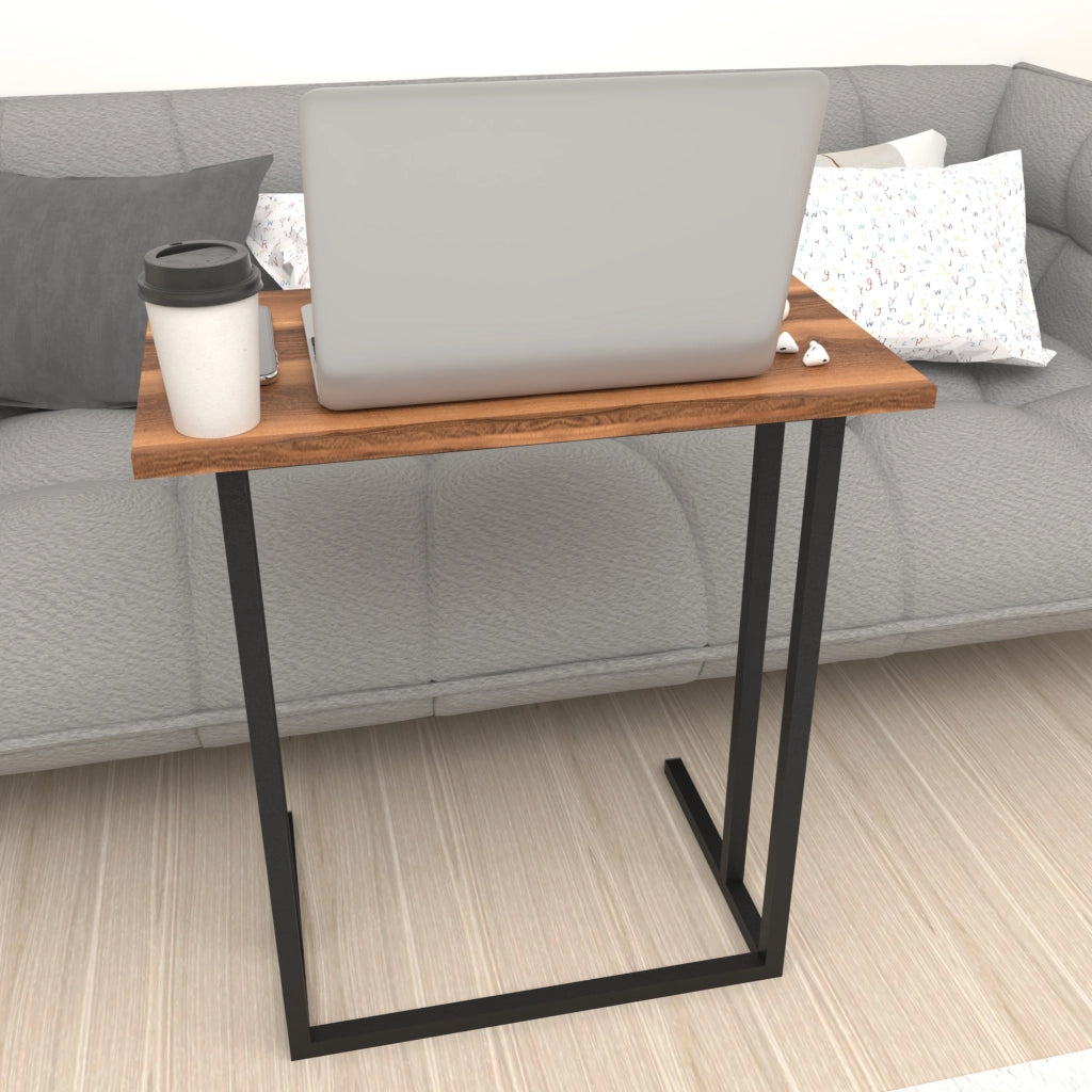 Tavolino Laterale 'Högsby' Tavolino Basso con Piano di Appoggio per Notebook Consolle da Divano - Effetto Rovere Noce [en.casa]