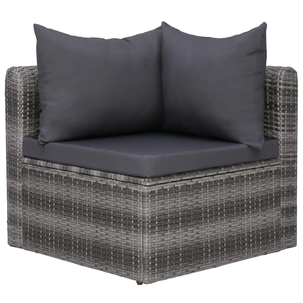 Set Divani da Giardino 6 pz con Cuscini in Polyrattan Grigio cod mxl 39221