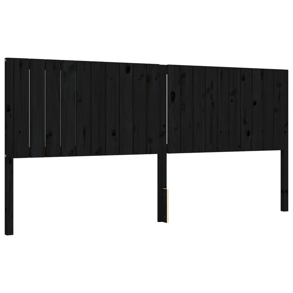Giroletto con Testiera Nero 200x200 cm in Legno Massello 3192970