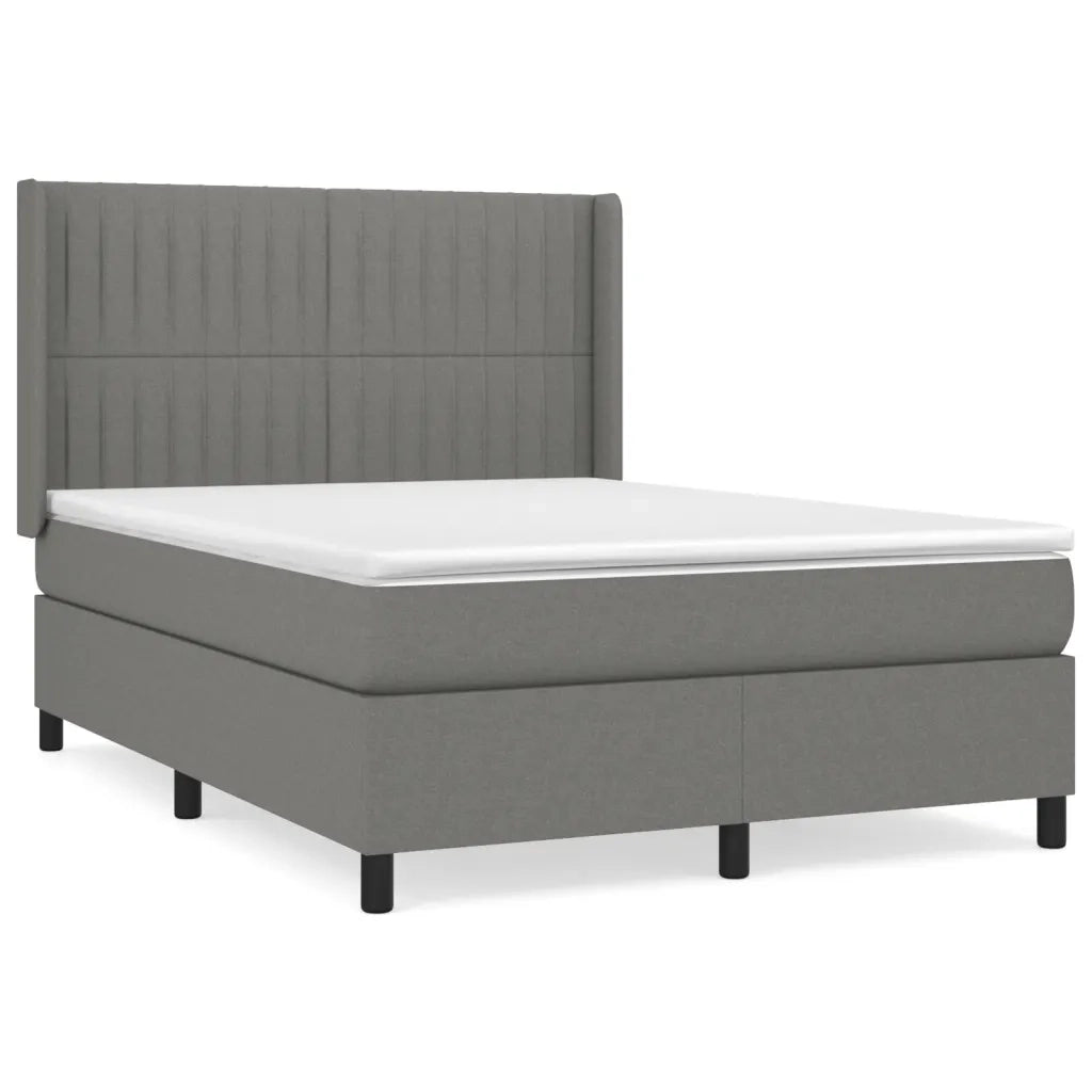 Giroletto a Molle con Materasso Grigio Scuro 140x200cm Tessuto 3131594
