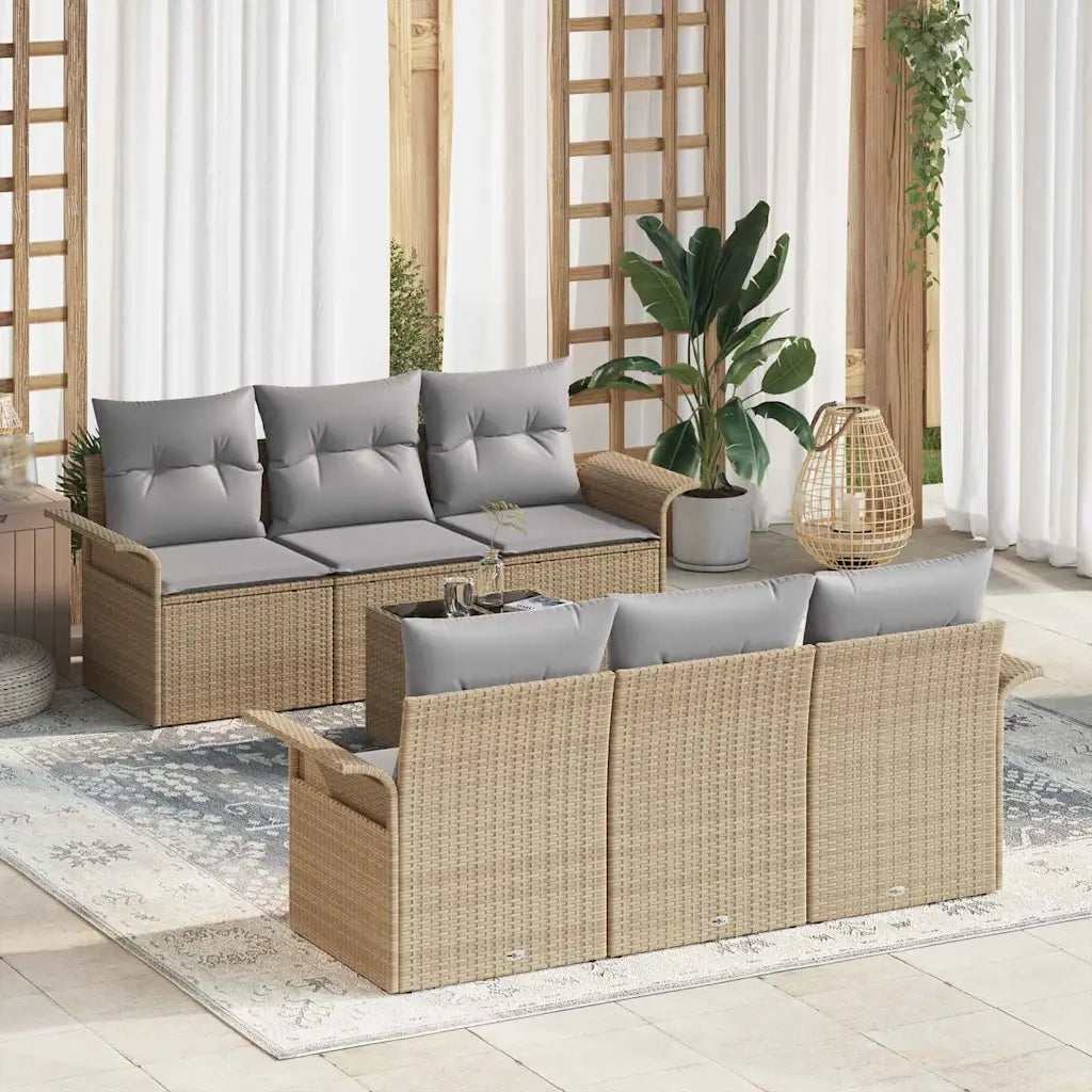 Set Divano da Giardino 7 pcs Beige e grigio polyrattan 3353919