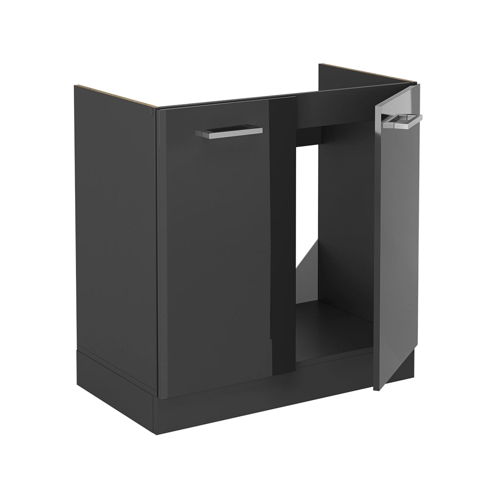 Mobile lavello cucina R-Line Antracite lucido/Antracite 80 cm senza piano di lavoro Vicco