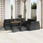 Set Divano da Giardino con cuscino 14 pcs Nero polyrattan