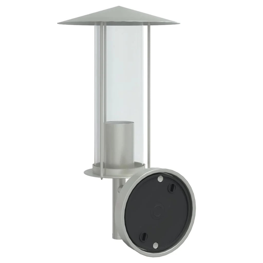 Set di 2 applique da giardino resistenti alle intemperie 17,5 x 17,5 x 33 cm acciaio inox argento 02_0056564
