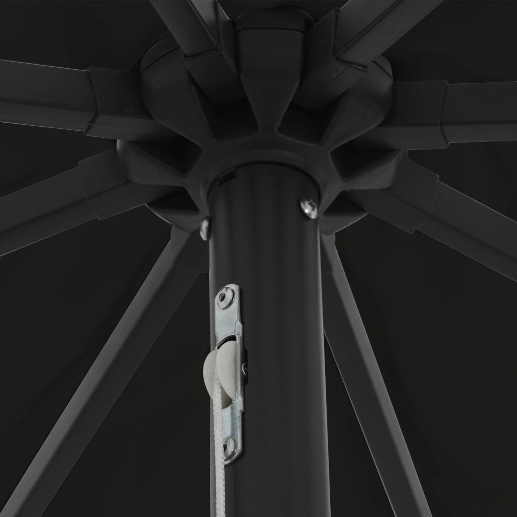 Parasol da Giardino  con Luci LED Ã˜395x245 cm Nero