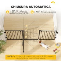 Cancellino per Cani Pieghevole in Acciaio con Chiusura Automatica, 202.5x2x76cm, Nero