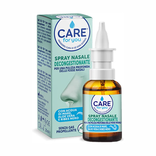 CARE For You Spray Nasale Decongestionante, Lavaggio Nasale per una Pulizia Profonda delle Fosse Nasali, Efficace per Raffreddori e Sinusiti, Soluzione Ipertonica, 20ml