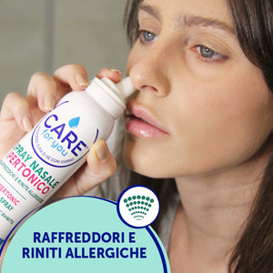 CARE for You Spray Nasale Ipertonico Nebulizzato, con Acqua di Mare Ricca di Oligoelementi, per la Pulizia Quotidiana del Naso, 125ml