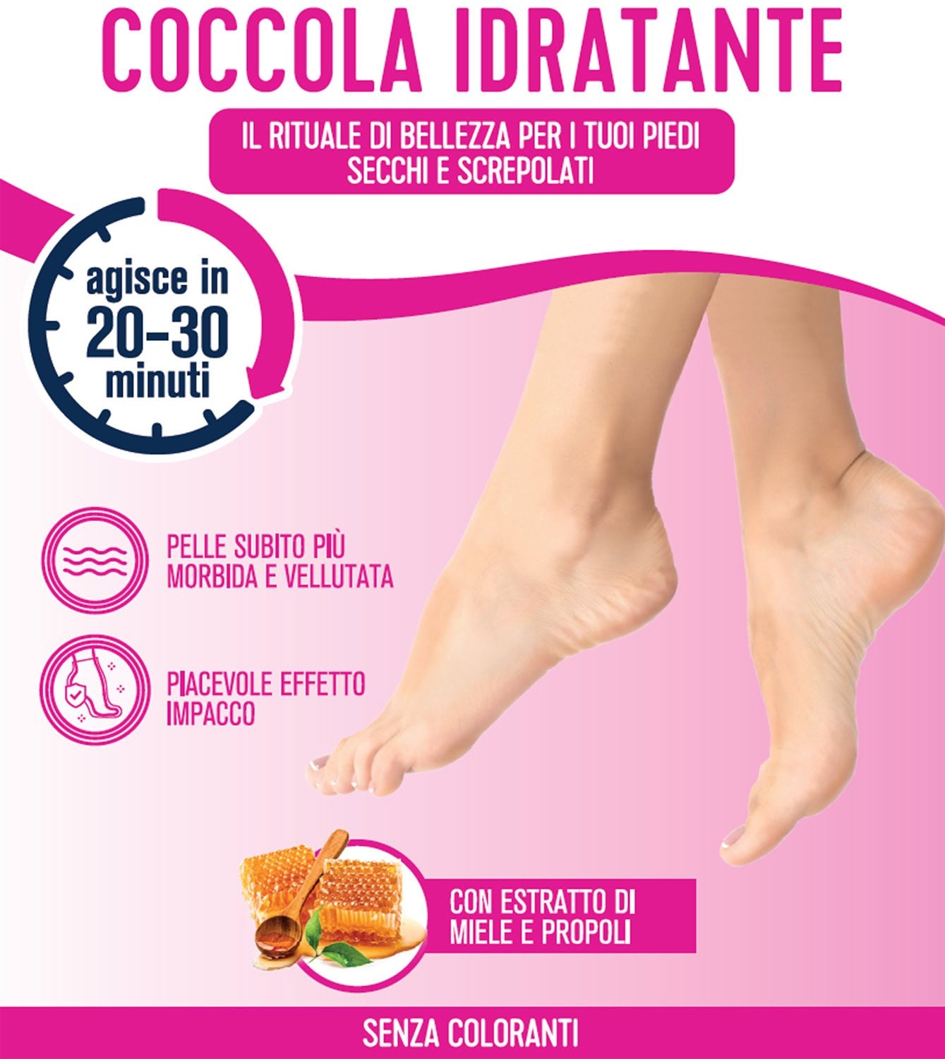 Maschera Piedi Coccola Idratante o Rinfrescante, Effetto Impacco, Pelle Morbida e Vellutata o Sollievo per Piedi Stanchi e Pesanti, Podovis