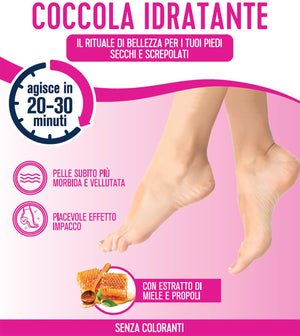 Maschera Piedi Coccola Idratante o Rinfrescante, Effetto Impacco, Pelle Morbida e Vellutata o Sollievo per Piedi Stanchi e Pesanti, Podovis