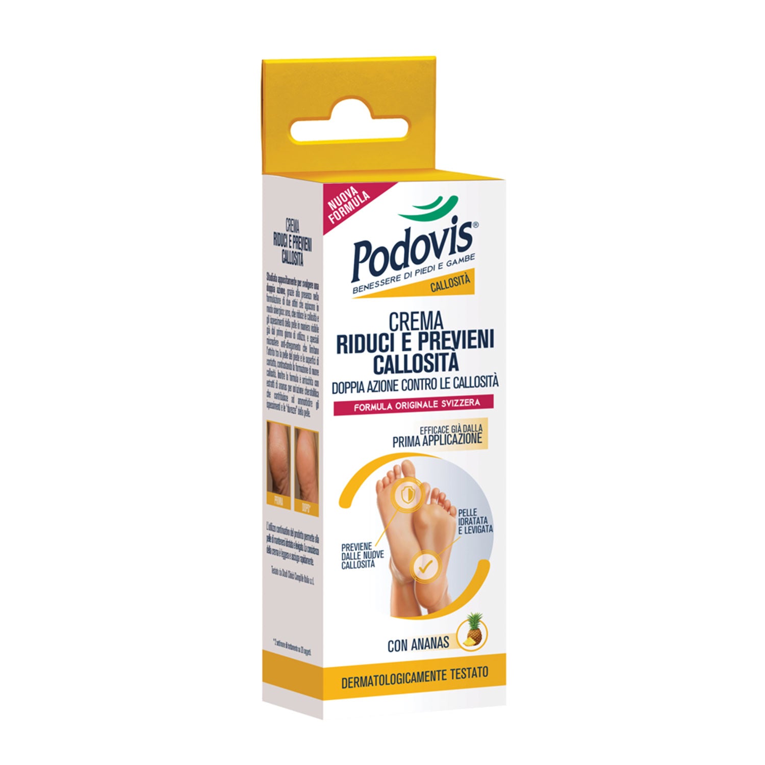 Crema Riduci e Previeni Callosità, Crema Calli, Doppia Azione Contro le Callosità, per gli Ispessimenti della Pelle, Risultati in 3 Giorni, 60ml, Podovis
