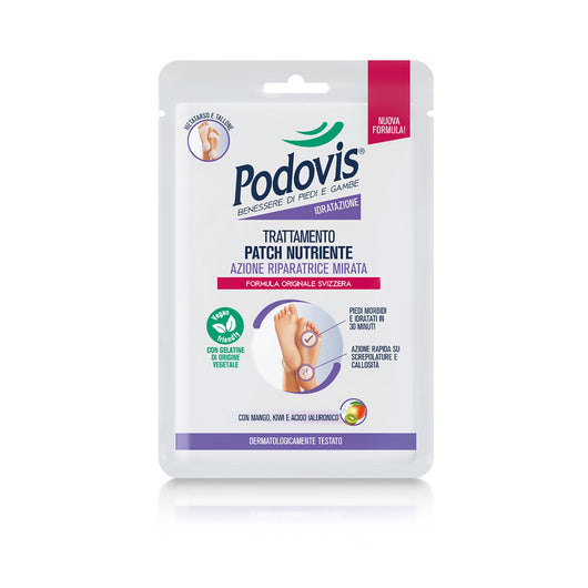 Trattamento Patch Nutriente Monodose, Trattamento Talloni Screpolati, con Azione Riparatrice Immediata, per Piedi Morbidi e Idratati a Lungo, Podovis