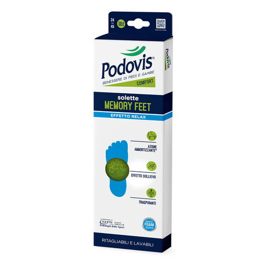 Solette Memory Feet, Solette in Memory Foam, Solette Comfort, Sensazione di Sollievo, Ottima Traspirabilità, Taglia Unica 24-45cm, Podovis