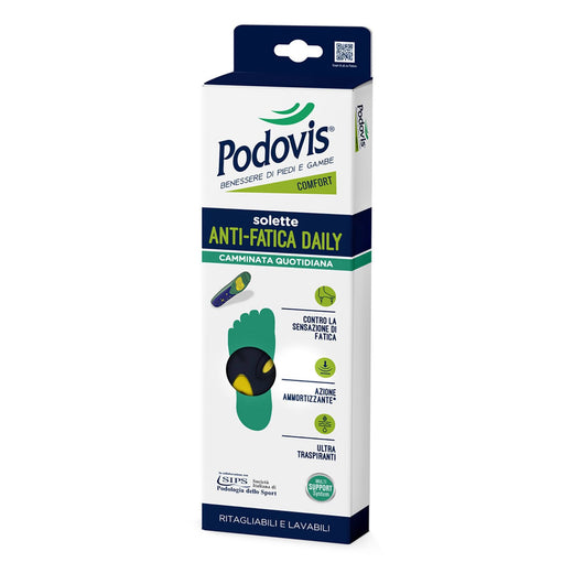 Solette Anti-Fatica Daily, Sensazione Rilassante, Camminata Comoda, Azione Ammortizzante, Ultra Traspiranti, Ritagliabili e Lavabili, Podovis
