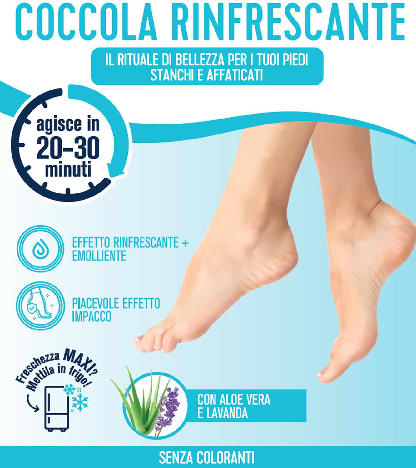 Maschera Piedi Coccola Idratante o Rinfrescante, Effetto Impacco, Pelle Morbida e Vellutata o Sollievo per Piedi Stanchi e Pesanti, Podovis