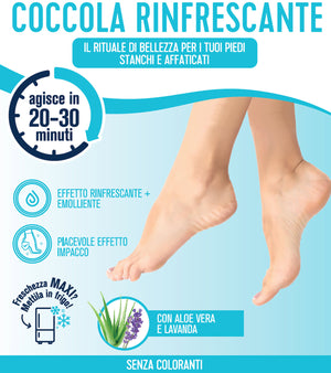 Maschera Piedi Coccola Idratante o Rinfrescante, Effetto Impacco, Pelle Morbida e Vellutata o Sollievo per Piedi Stanchi e Pesanti, Podovis