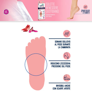 Solette Benessere Quotidiano in Gel di Silice, Solette per Tacchi, Azione Ammortizzante, Camminata Confortevole, Invisibili e Aderenti, 36-41, Podovis