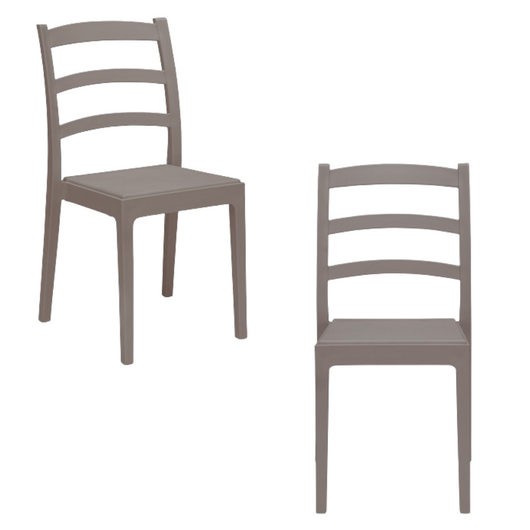 Set 2 sedie in polipropilene REA, MADE IN ITALY, impilabile, resistente ai raggi UV, design classico, ideale per sala da pranzo, cucina, sala d’attesa, bar, ristoranti o giardino, colore Tortora