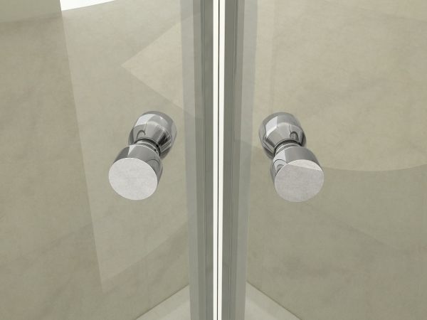 Box doccia Cristallo 8 mm - Semicircolare doppio battente (trasparente) - Misura: 80 x 80 x h195 (raggio 55cm) 