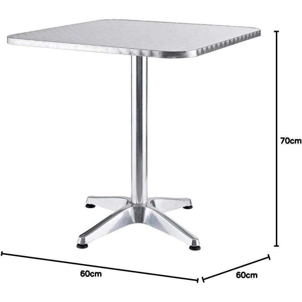 Tavolino da Giardino Quadrato in Alluminio con Piedi Regolabili da Giardino Bar