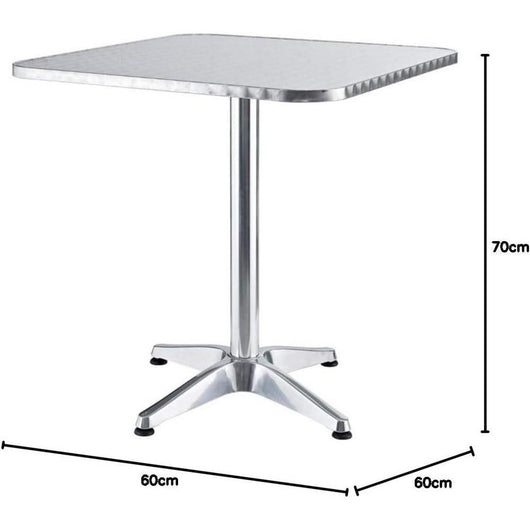 Tavolino da Giardino Quadrato in Alluminio con Piedi Regolabili da Giardino Bar
