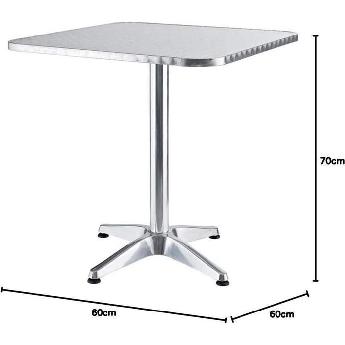 Tavolino da Giardino Quadrato in Alluminio con Piedi Regolabili da Giardino Bar