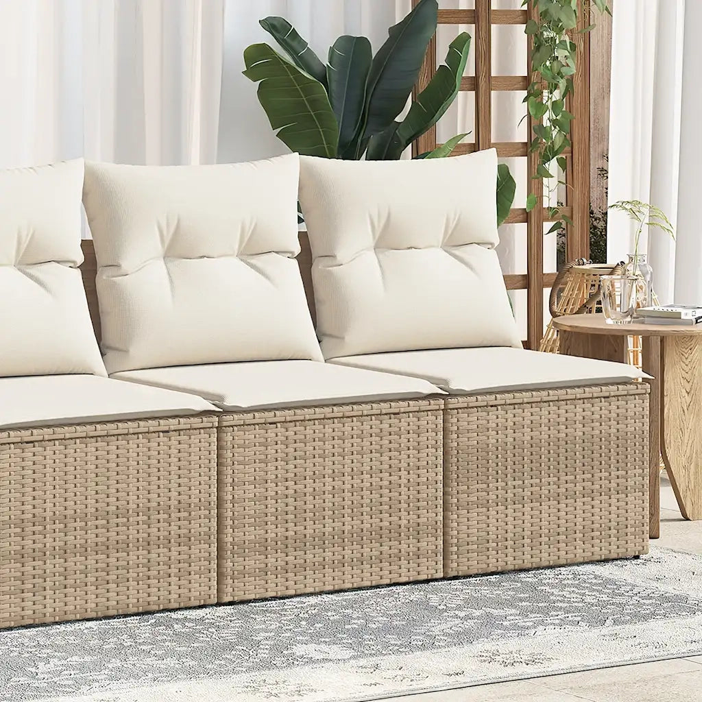Set Divano da Giardino 2 pz | Set Salotto da Giardino con Cuscini Beige Polyrattan Acacia