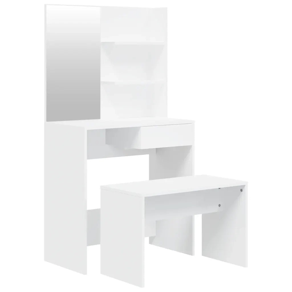 Set Tavolo da Toeletta | Tavolo da Trucco Bianco 74,5x40x141 cm