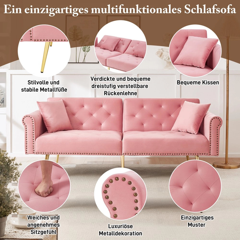 Divano letto 2 posti ¨C Minimal ¨C Velluto grigio, struttura in metallo, 90x120 cm