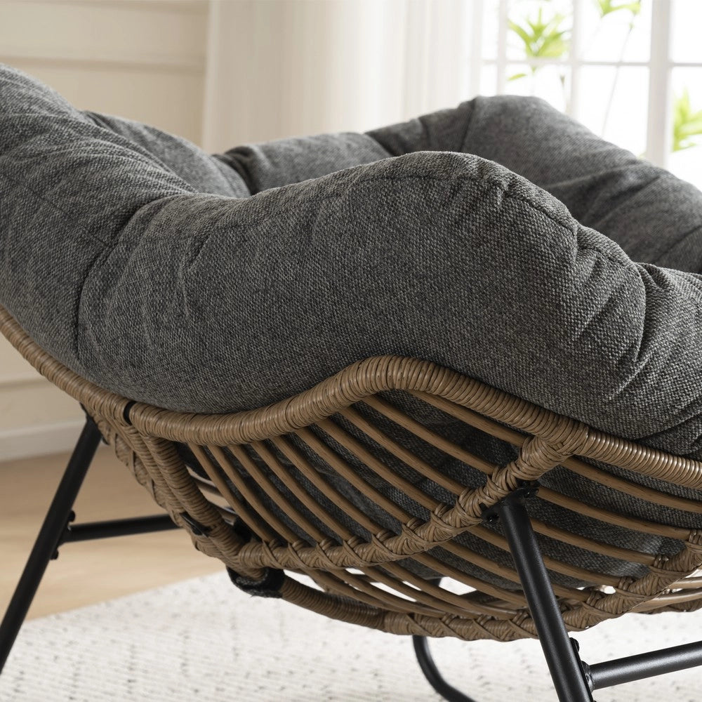 Sedia a Dondolo Imbottita in Chenille ¨C Xylo ¨C Poltrona Relax per Cameretta e Soggiorno