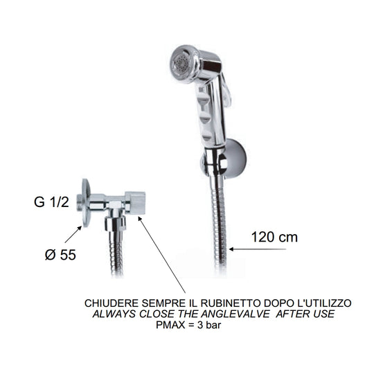 Set doccetta bidet con rubinetto e supporto cromato