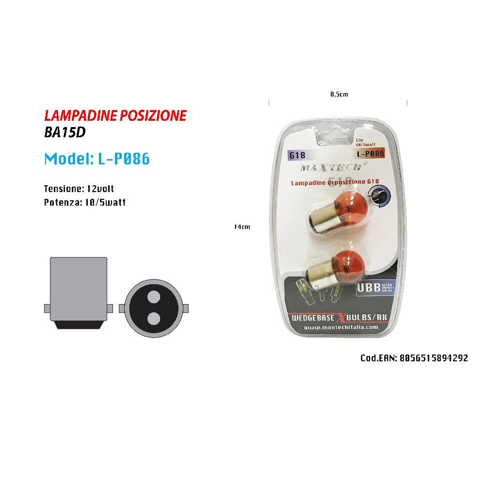 Trade Shop - Lampadine Di Posizione 12v 10/5 Watt G18 Lampadine Ultra Luminose Ricambio Auto -