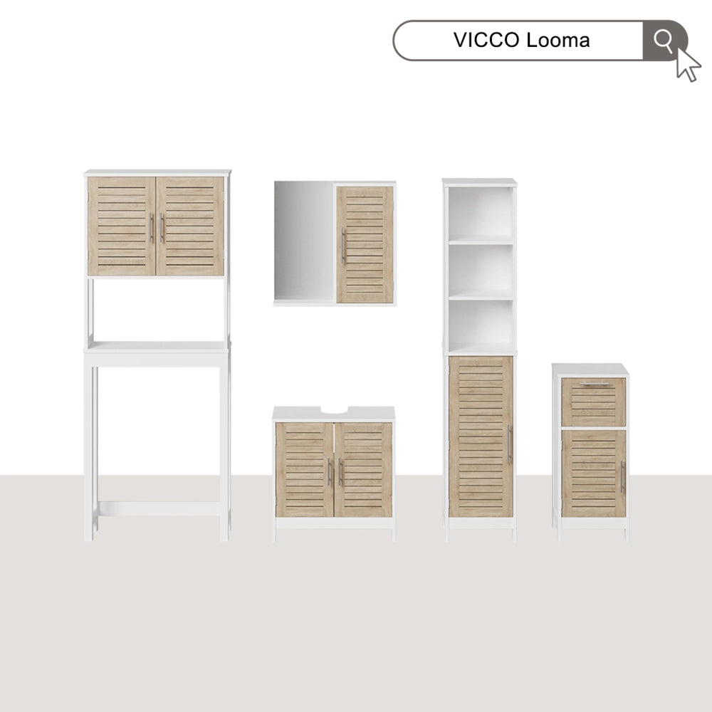 Vicco Set di mobili da bagno Bianco/quercia 4 parti