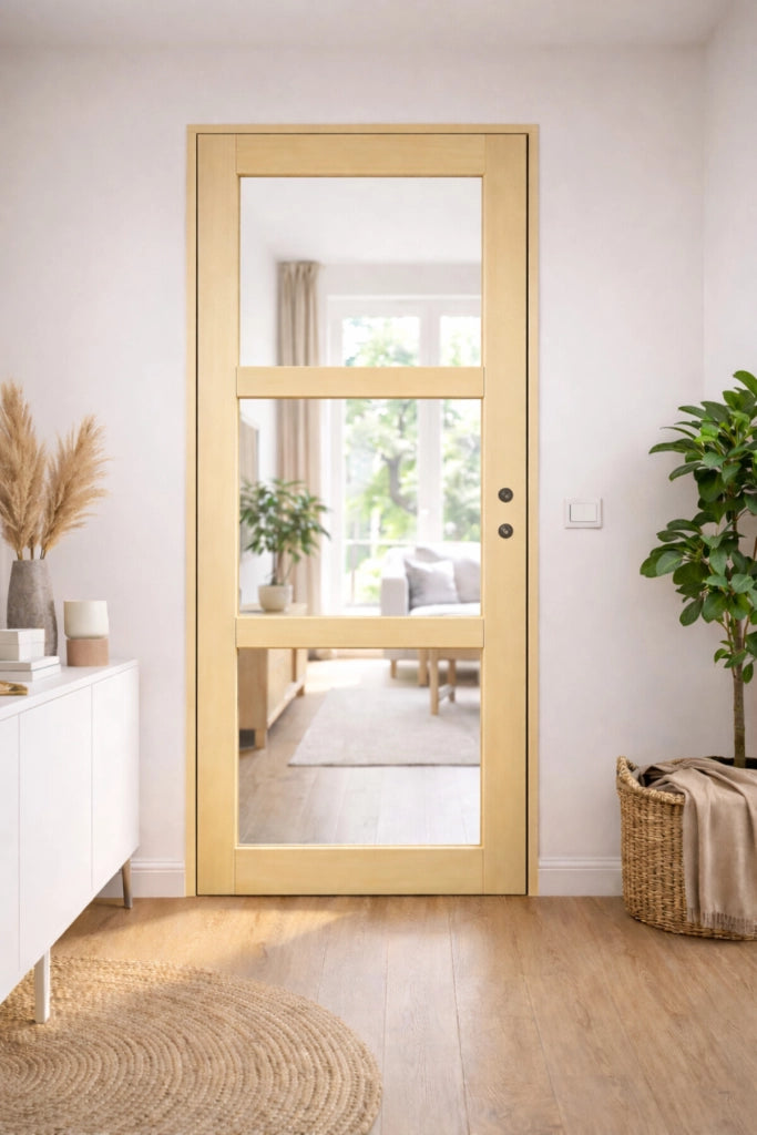 Blocco Porta Ayous Vetri Trasparenti H204 x L83 Tavolino Spinta Laterale Sinistro