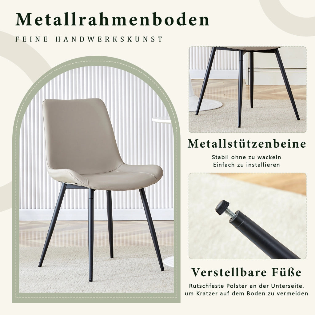 4 sedie da pranzo in similpelle con schienale ergonomico e piedi antiscivolo metallo nero grigio 75,5 × 58 × 51 cm