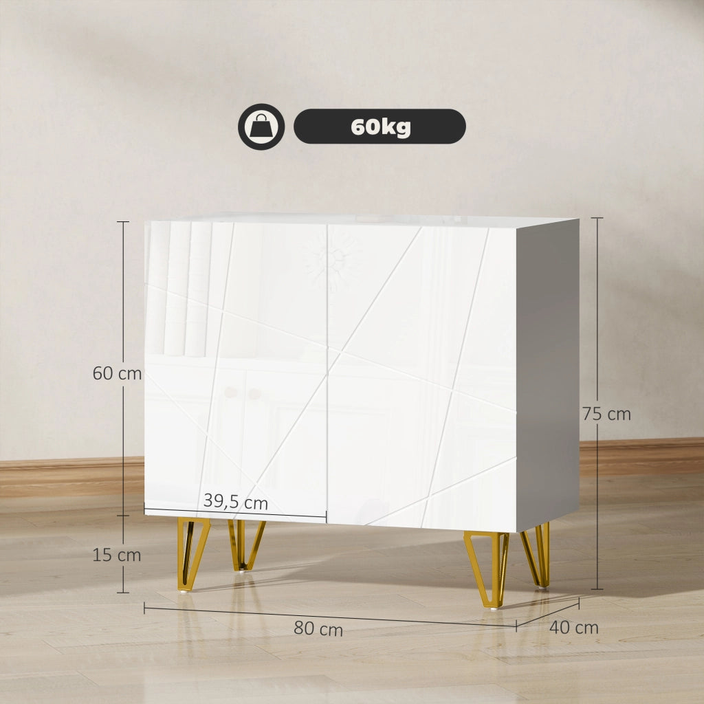 Consolle Ingresso con 2 Ante e Ripiani Aggiustabili per Cucina e Salotto ¨C Zephmum ¨C 80x40x75 cm Bianco
