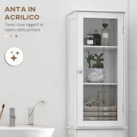 kleankin Mobile Colonna Bagno Salvaspazio con Armadietto, Cassetto e Ripiani in MDF, 40x27x171.5cm, Bianco