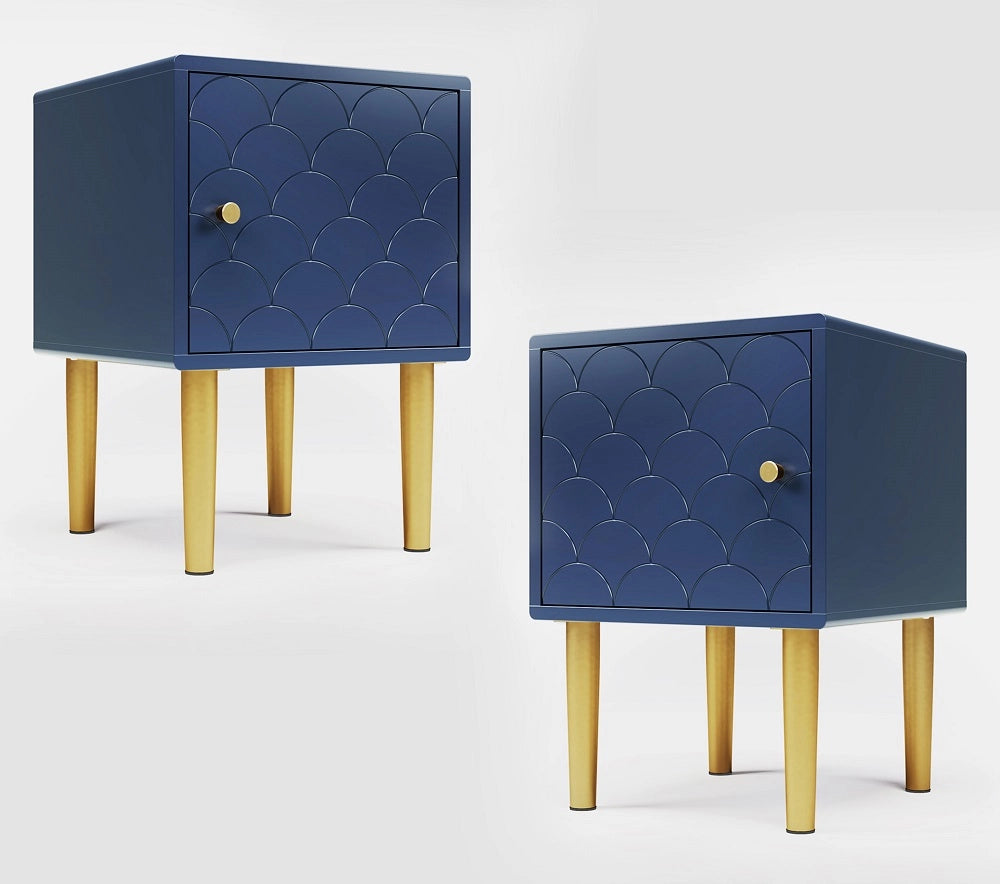 Tavolino da notte blu navy - Xylo - Set da 2 per camera