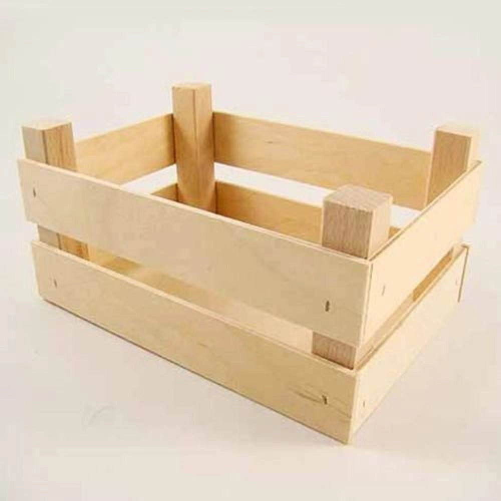 Trade Shop - Cassetta In Legno Portafrutta Porta Oggetti Porta Pane Cestino 20 X 14 Cm -