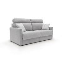Margot Divano letto matrimoniale con schienale morbido alto in tessuto T02 156 cm (mat.120x197) grigio chiaro