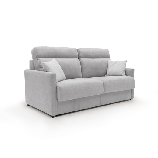 Margot Divano letto matrimoniale con schienale morbido alto in tessuto T02 156 cm (mat.120x197) grigio chiaro