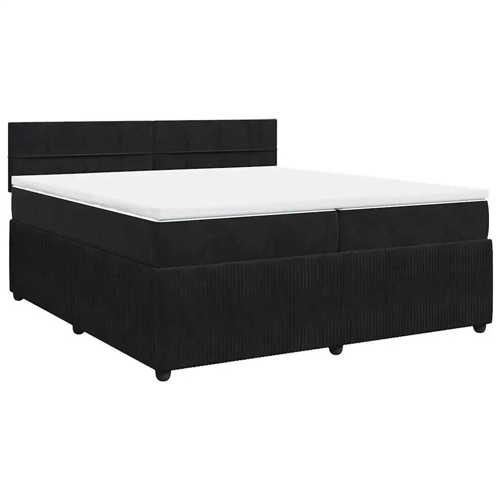 Giroletto a Molle con Materasso Nero 200x200 cm in Velluto