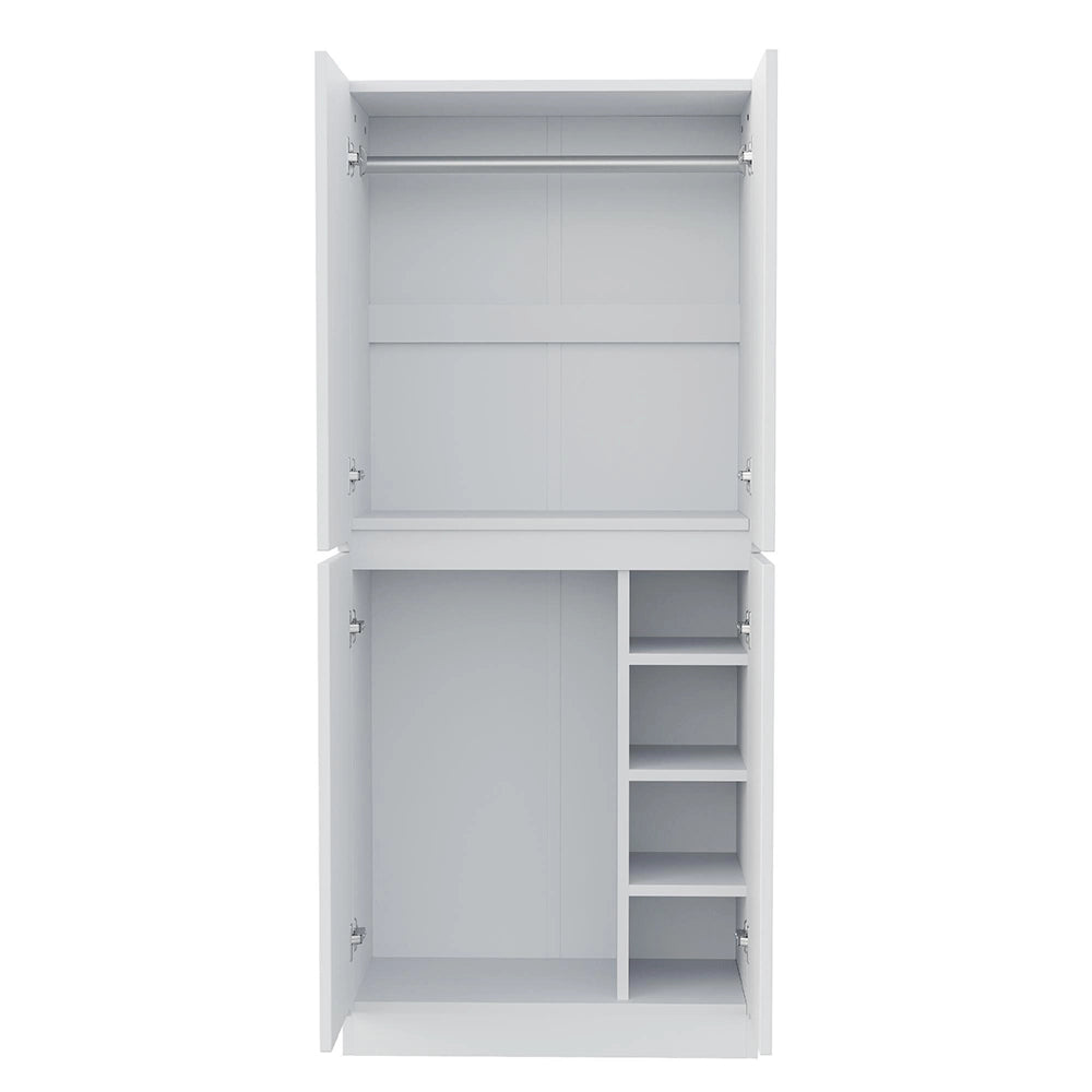 Armadio 2 ante 70x40x170 cm - Xylo - con piccolo ripiano, colore bianco